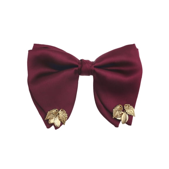Men's Ribbon Leaf Pendant Pre-tied Bow Ties Necktie  Collar Fashion for School Uniform Wedding One Size Wine Red