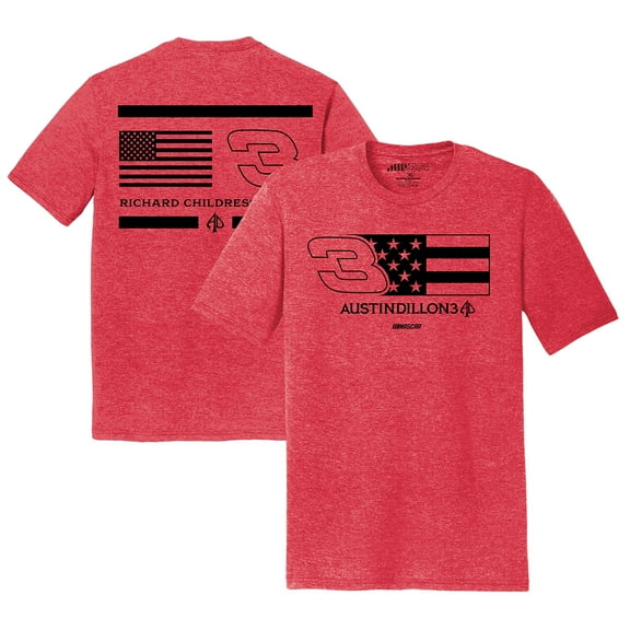 Men's Richard Childress Racing Team Collection Heather Red Austin Dillon Tri-Blend Flag T-Shirt