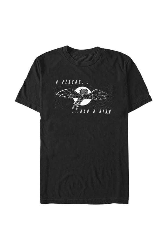 Men's Rick And Morty A Person and a Bird Graphic Tee Black Large