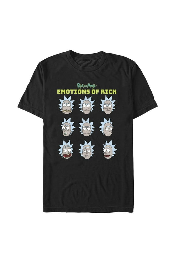 Men's Rick And Morty Emotions of Rick Graphic Tee Black Large