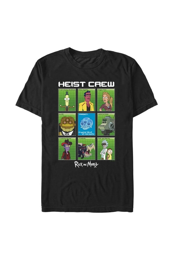 Men's Rick And Morty Featuring The Heist Crew  Graphic Tee Black Large