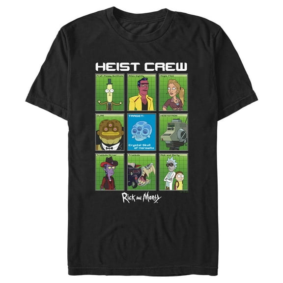 Men's Rick And Morty Featuring The Heist Crew  Graphic Tee Black Medium