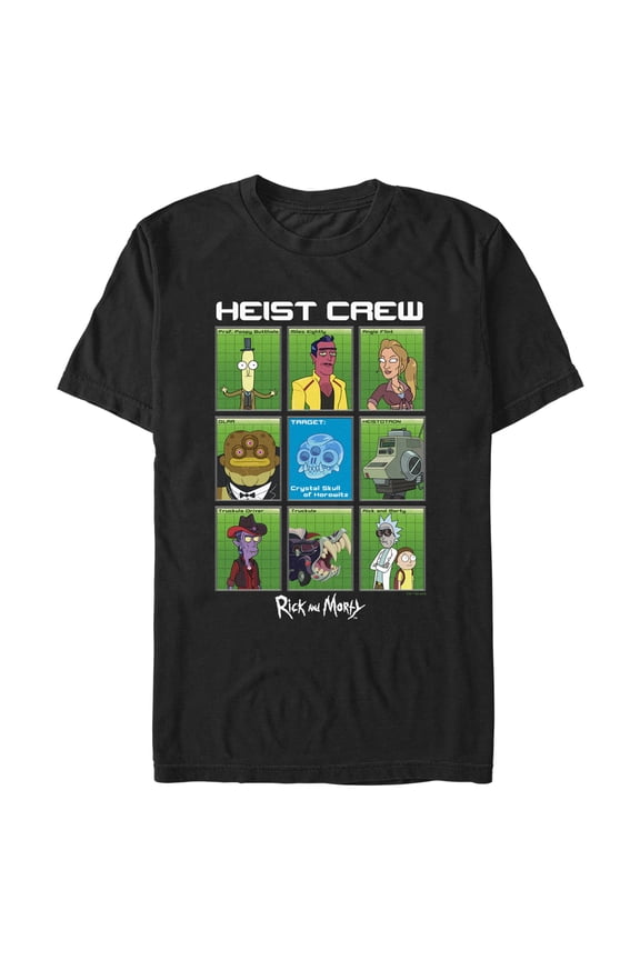 Men's Rick And Morty Featuring The Heist Crew Graphic Tee Black Medium