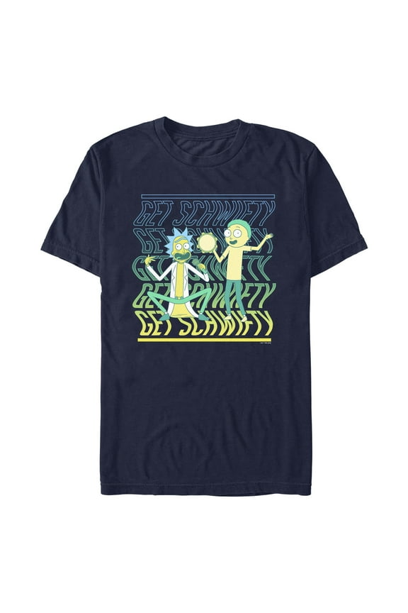 Men's Rick And Morty Get Schwifty Dance Graphic Tee Navy Blue Large