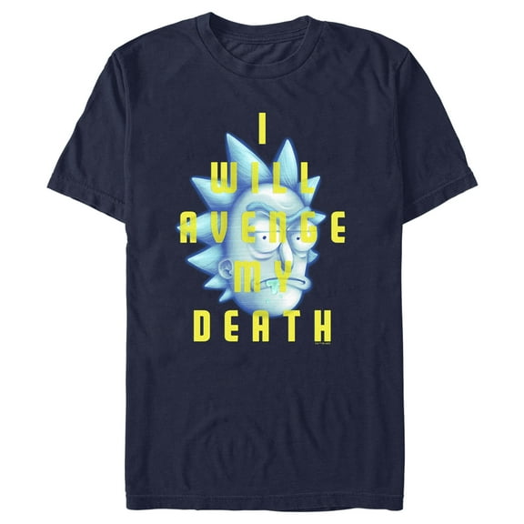 Men's Rick And Morty Hologram Rick I Will Avenge My Death Graphic Tee Navy Blue X Large