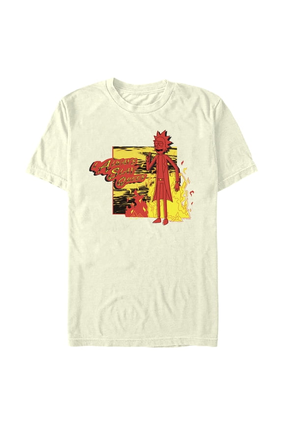 Men's Rick And Morty I Always Slay Queen, With FIRE Graphic Tee Beige 3X Large