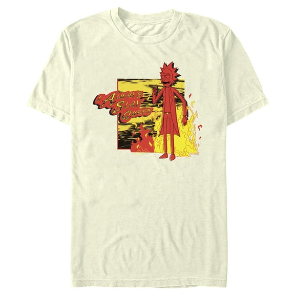 Men's Rick And Morty I Always Slay Queen, With FIRE  Graphic Tee Beige X Large