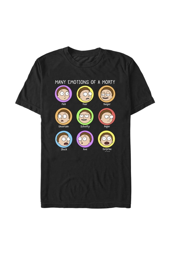 Men's Rick And Morty Many Emotions of a Morty Graphic Tee Black X Large