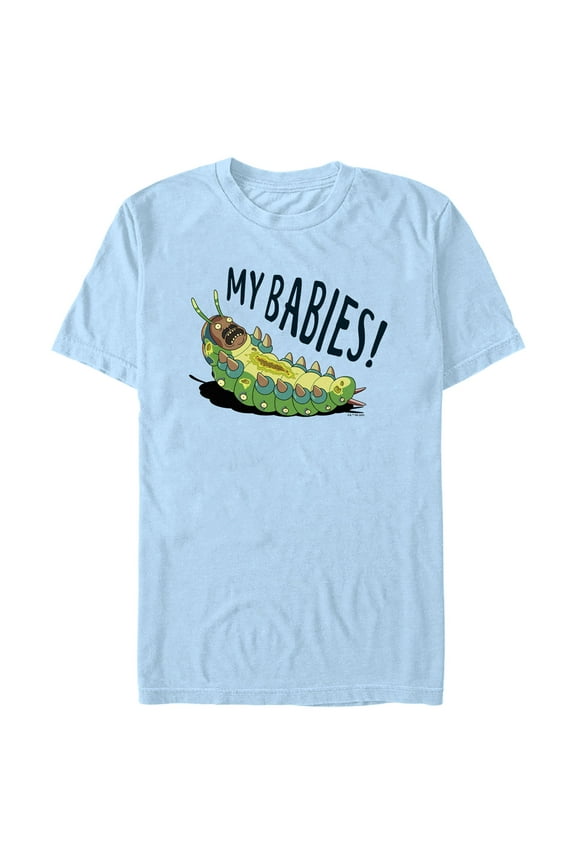 Men's Rick And Morty Mr. Goldenfold My Babies!  Graphic Tee Light Blue Medium