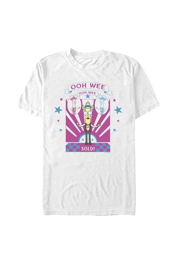 Men's Rick And Morty Mr. Poopy Butthole Ooh Wee Sold!  Graphic Tee White X Large