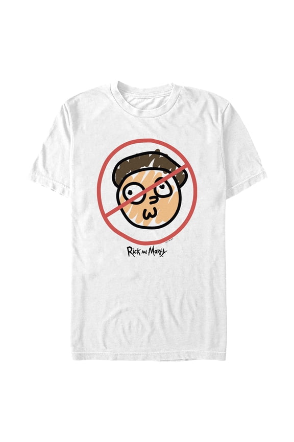 Men's Rick And Morty No Crossing Morty Doodle  Graphic Tee White Large