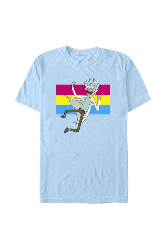 Men's Rick And Morty Pansexual Flag Rick Graphic Tee Light Blue X Large