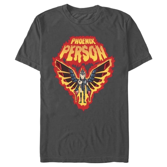 Men's Rick And Morty Phoenix Person Graphic Tee Charcoal 2X Large