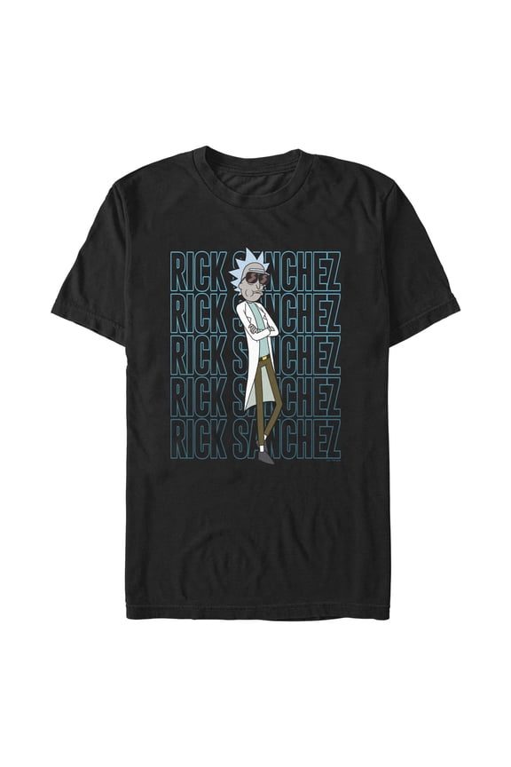 Men's Rick And Morty Rick Sanchez Name Stack  Graphic Tee Black 3X Large