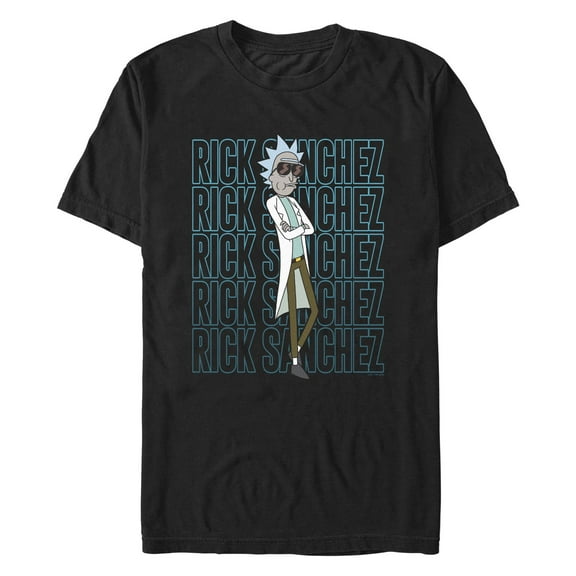 Men's Rick And Morty Rick Sanchez Name Stack Graphic Tee Black Small