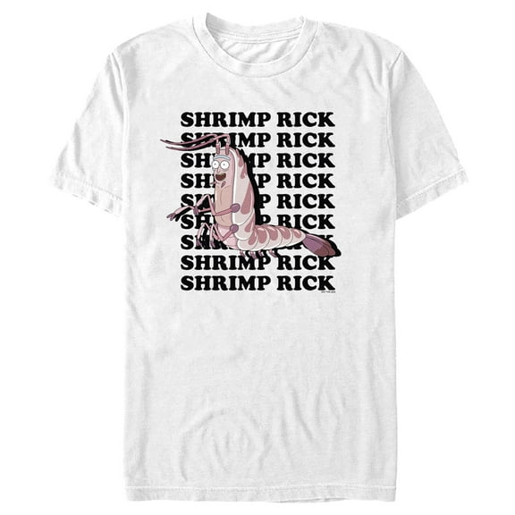 Men's Rick And Morty Shrimp Rick Name Stack  Graphic Tee White Small