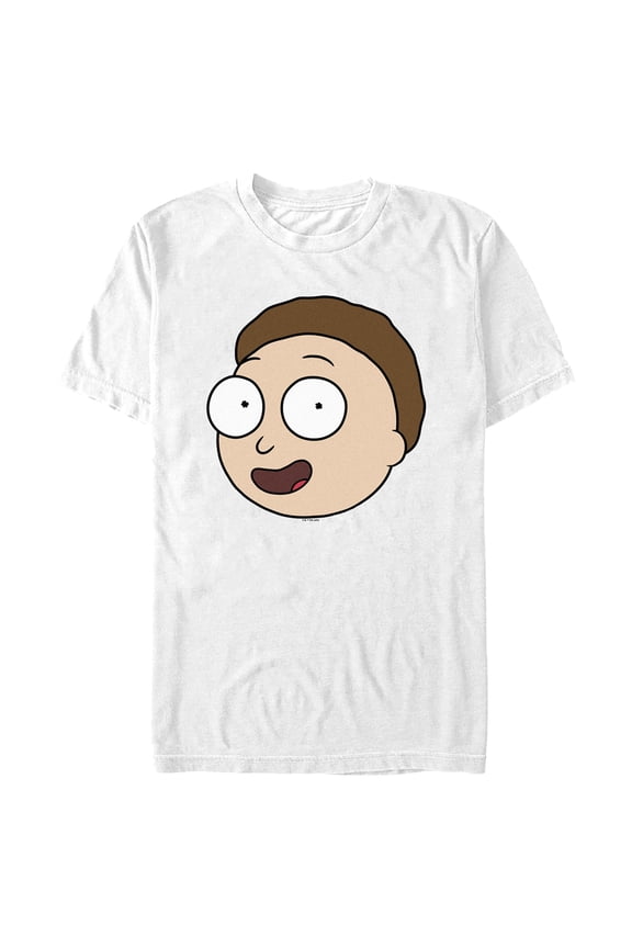 Men's Rick And Morty Smiling Morty Big Head  Graphic Tee White Large