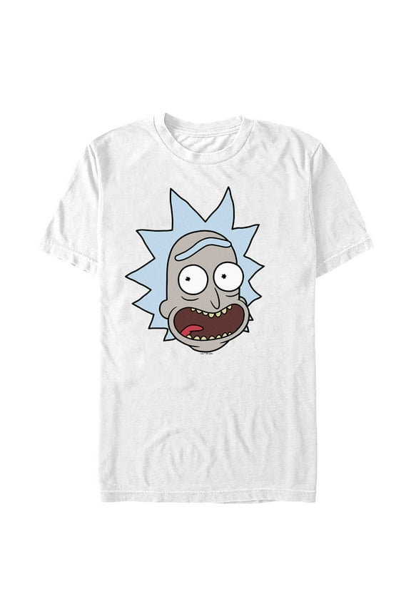 Men's Rick And Morty Smiling Rick Big Head Graphic Tee White 3X Large