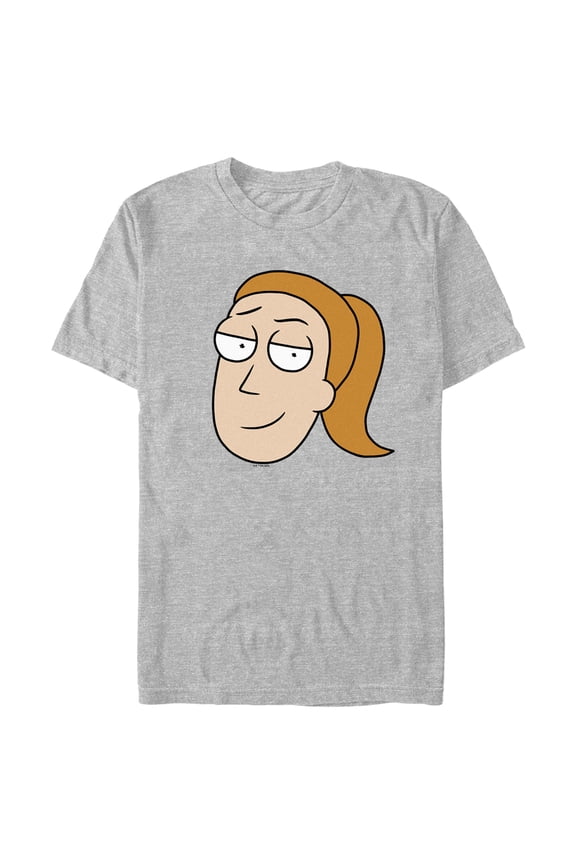 Men's Rick And Morty Smiling Summer Big Head Portrait Graphic Tee Athletic Heather Large