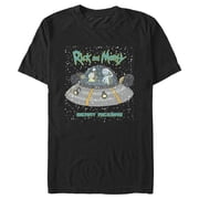 Mens Rick And Morty Snowing Spaceship Merry Rickmas Graphic Tee Black Small