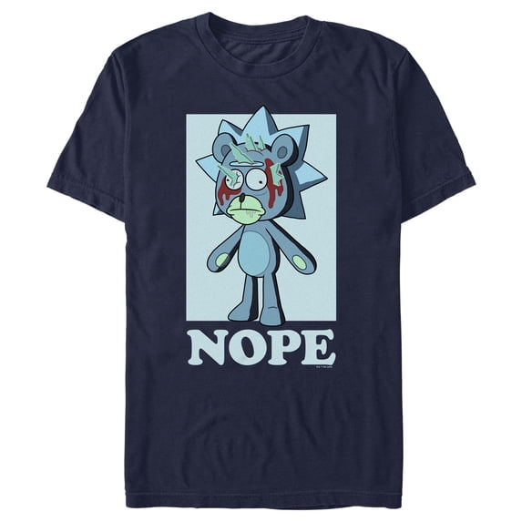 Men's Rick And Morty Teddy Rick Nope Graphic Tee Navy Blue 2X Large