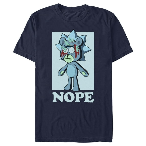 Men's Rick And Morty Teddy Rick Nope Graphic Tee Navy Blue Large