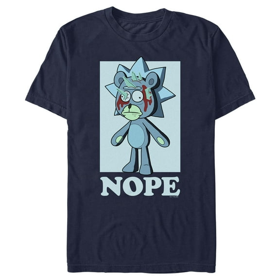 Men's Rick And Morty Teddy Rick Nope  Graphic Tee Navy Blue X Large