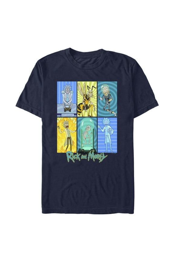 Men's Rick And Morty The Many Forms of Rick Graphic Tee Navy Blue 3X Large