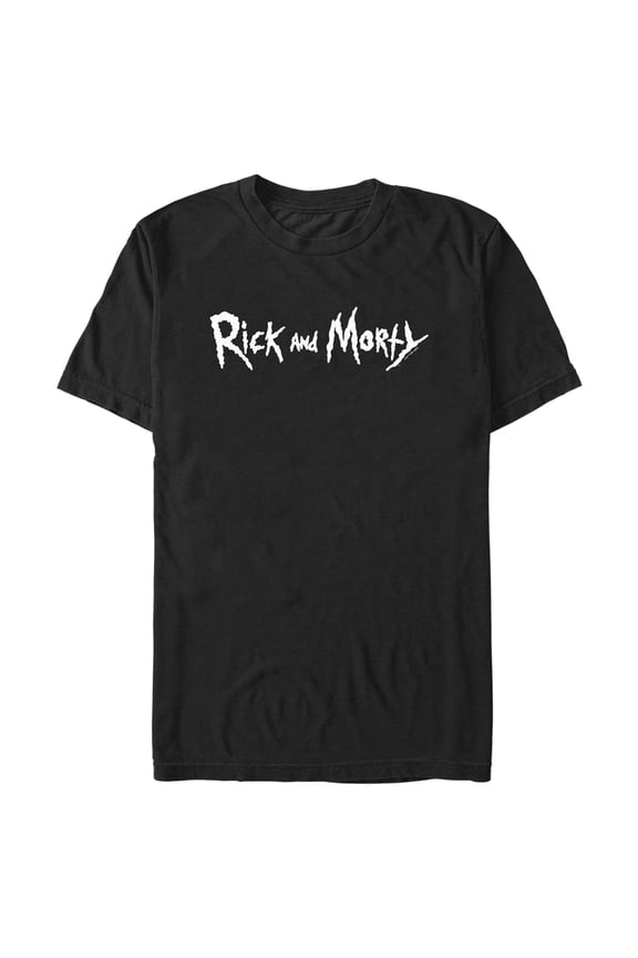 Men's Rick And Morty White Logo Graphic Tee Black X Large