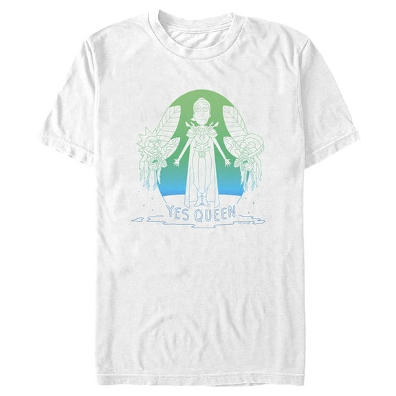 Men's Rick And Morty Yes Queen Summer  Graphic Tee White Medium