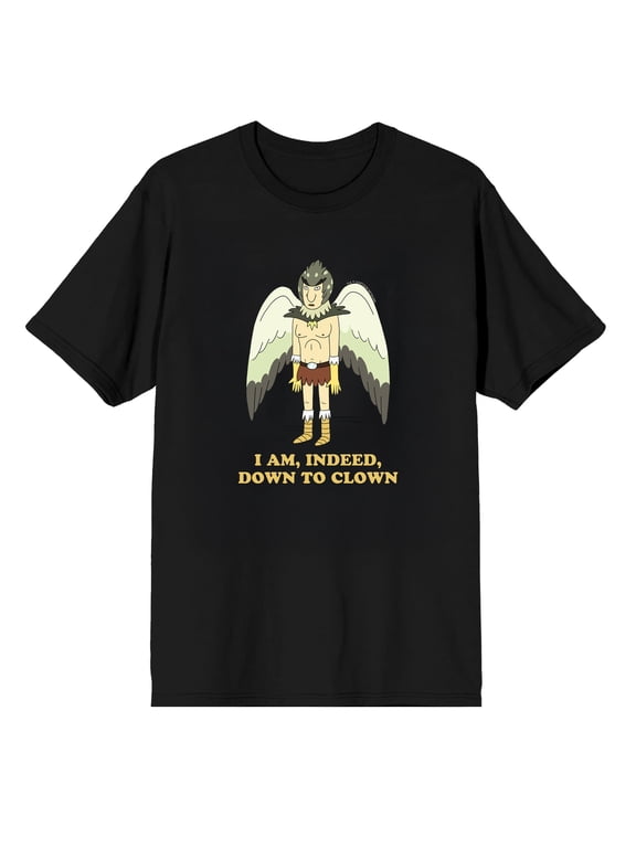 Rick & Morty Bird Person is Indeed Down to Clown on Black Short Sleeve Adult T-Shirt-5XL