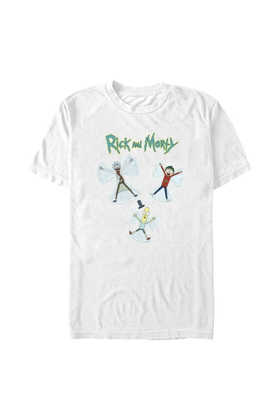 Men's Rick and Morty Christmas Snow Angels Graphic T-Shirt