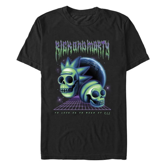 Men's Rick and Morty Neon Skull Duo Graphic T-Shirt