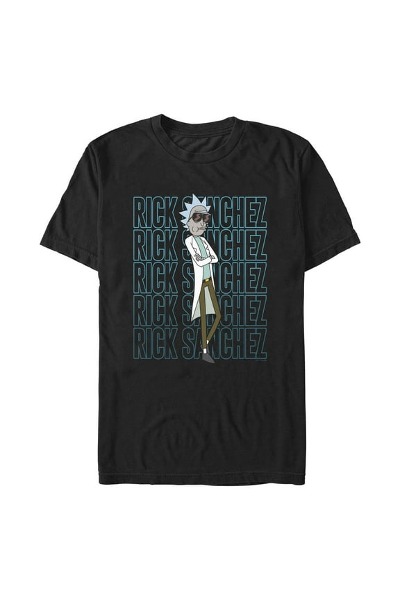Men's Rick and Morty Rick Sanchez Name Stack Graphic T-Shirt