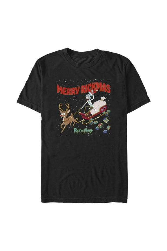 Men's Rick and Morty Santa Merry Christmas Graphic T-Shirt