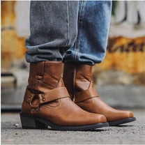 Men's Riding Boots Retro Rivets High Heels Western Boots Men's Motorcycle Boots