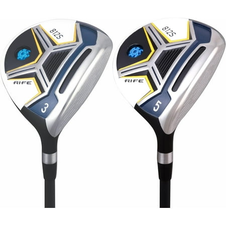 Men's Rife Golf 812s New Straight Face #3 +#5 Fairway Metal Wood Clubs Set Right Handed Regular Flex with Men's Size Black Pro Velvet Grips Fairway Wood Set + Head covers