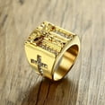 thumbnail image 1 of Men's Ring 14K Yellow Gold Jesus Cross High Quality Micro Pave CZ Rings For Men Women Religious Christian Jewelry, 1 of 8