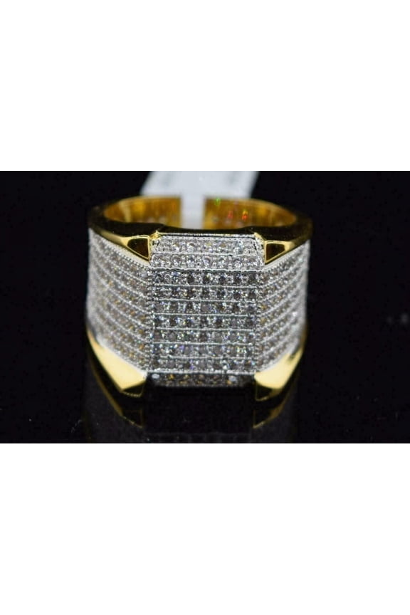 Men's Ring 4Ct Round Cut Lab Created Diamond in 14K Yellow Gold Plated