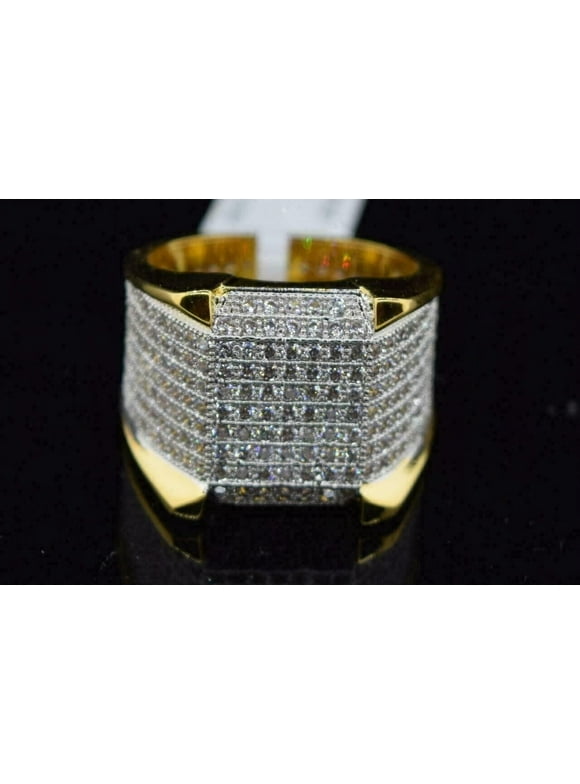 Men's Ring 4Ct Round Cut Lab Created Diamond in 14K Yellow Gold Plated