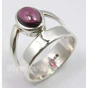SILVERSTARJEWEL Men's Ring Size 5, 925 Solid Silver Cabochon Garnet Stone Bestseller Jewelry
