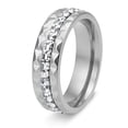 thumbnail image 1 of Stainless Steel Wedding Bands with Cubic Zirconia Ring for Men Women, Cushion‑Cut Statement Ring Size 6-11, 1 of 6