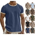 thumbnail image 1 of Men’s Ringer T Shirt Short Sleeve Contrast Trim Crew Neck Muscle Fit Casual Summer Cotton Tee Lightweight Breathable Workout Gym Streetwear Basic Top, 1 of 6