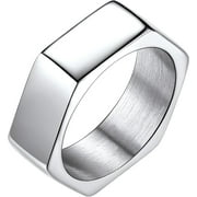 KASAKI Men's Rings Hexagonal Geometric Men's Ring 7mm Wide Stainless Steel Women's Ring Size 6-12