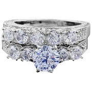 USYFAKGH Men's Rings Set Silver Promise Rings Delicate Design Creative Hollowed Out Diamond Engagement Ring Set Light High Grade Ring