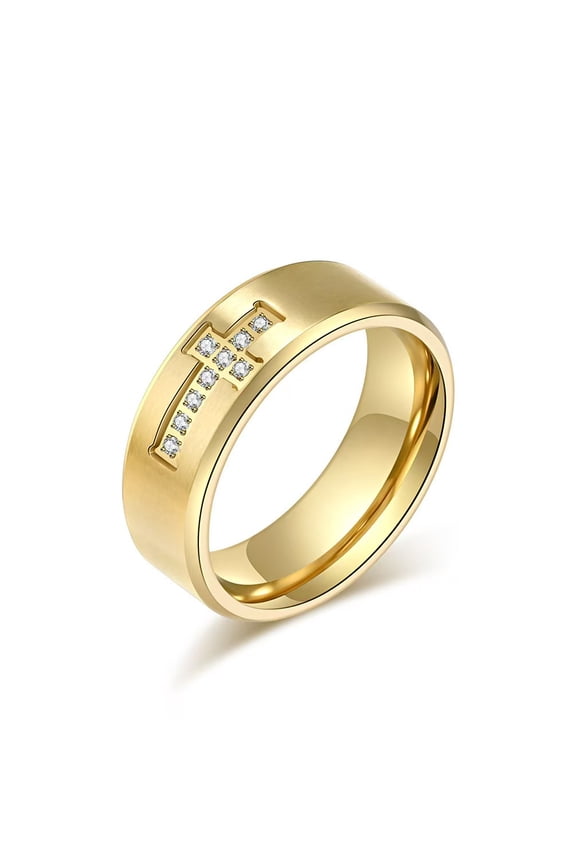 Men's Rings,Stainless Steel Cross Rings for Men 8MM Silver Black Rings Cubic Zirconia Prayer Rings Wedding Rings Statement Rings Highly polished Bands Rings Jewelry Gift for Men Father