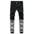 thumbnail image 1 of Men's Ripped Denim Pants Distressed Straight Stretch Skinny Slim Fit Broken Casual Washed Denim Jeans Trousers, 1 of 8