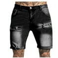 thumbnail image 1 of Men's Ripped Denim Shorts Distressed Skinny Slim Fit Knee Length Washed Jeans Pants Cut-Off Classic Fit Casual Shorts, 1 of 5