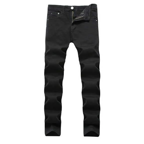 Men's Ripped Distressed Destroyed Slim Fit Straight Leg Denim Jeans