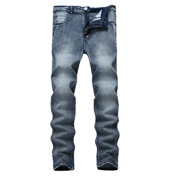 Men's Ripped Distressed Destroyed Slim Fit Straight Leg Denim Jeans